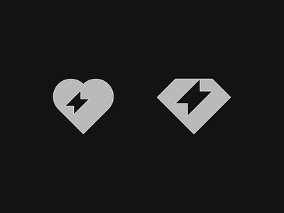 Diamonds & Hearts with a spark brand identity brand identity design diamond diamond logo heart heart icon lightning bolt logo icon logo mark logo modernism monogram outline spark spark icon