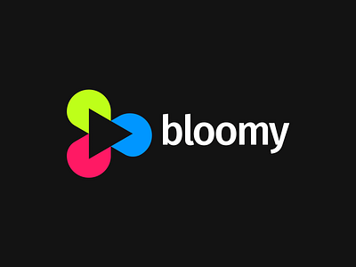 🌼 Bloomy bloom bloomy brand brand identity brand identity design branding content creation flower flower icon gaming icon logo logomark logomark design monogram neon colors play icon video video content