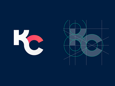 KC blue brand circles grid icond kc lines logo monogram orange vibrant