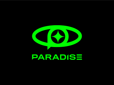Paradise brand branding exploration green icon identity logo monogram neon paradise planet project space star streetwear symbol typogaphy vector wordmak