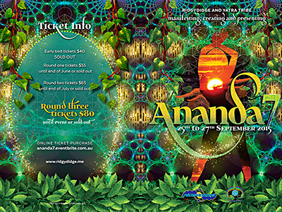 Ananda7 A4flyer Front Dribbleshot flyer graphic design music open air outdoor party party flyer psytrance