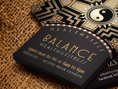 Gold Black Deco Fusion New Age | Business Cards art deco business cards gold black holistic new age templates yin yang yoga
