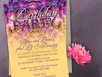 Magical Sparkling Birthday Party Invitation | Template event flyer feminine invitation invitation design invitations invites print purple sparkle