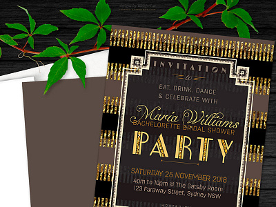 Invitation Design | Gold Black Stripes