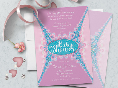 Invitation template | Baby Shower baby shower invitations invitation invitation design invitations invites pink blue print rose quartz serenity