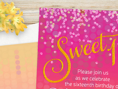 Invitation design | Pink Candy Sweet 16