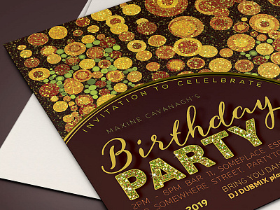 Gold Grunge Dots | Invitation card birthday invitation flatcard glitter invitation invitation design invitations invites lemonleafprints print