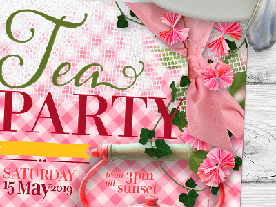Vintage Retro Tea Party feminine fun invitations lemonleafprints pink printed invitations tea party