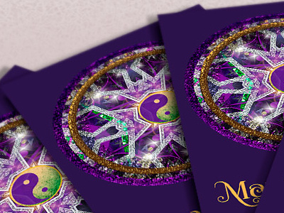 Purple Crystal Mandala • Business Card business card mandala new age print design purple templates yin yang