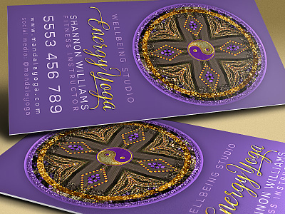 Purple Gold Mandala • Business Card business cards graphic design mandala new age print design purple templates