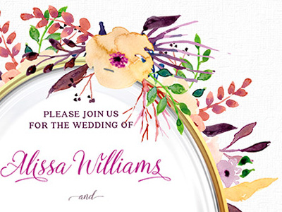 Watercolor Flowers Wedding Invitation