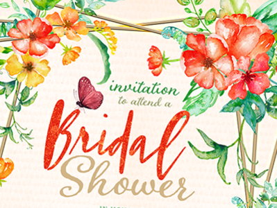 Tropical Floral Bridal Shower A7 Invitation