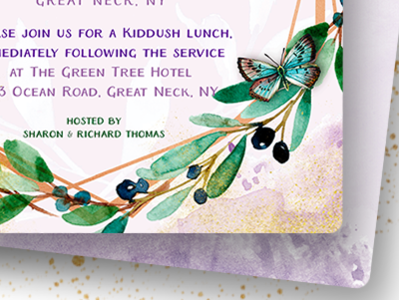 Green & Purple Watercolor Bat Mitzvah Invitation bat mitzvah graphic design invitation cards invitation design invitations lemonleafprints print design printed invitations