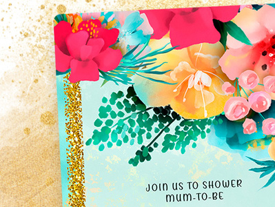 Colorful Flowers Baby Shower Invitation baby shower print design printed invitation