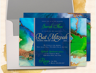 Vibrant Colors B' Mitzvah Invitations bat mitzvah invitation card invitation design print design printed invitations vibrant colors