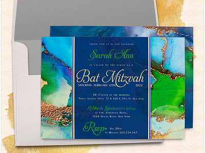 Vibrant Colors B' Mitzvah Invitations