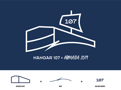 107xArmada. boat branding design graphic design hangar illustration logo sail boat storage building vector water