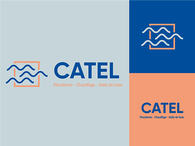 Catel. bath bathroom branding design flat graphic design logo luxe luxury typography vector water waves