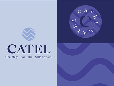 Catel. bath bathroom branding design flat graphic design heating illustration logo luxe luxury marble typography vector water