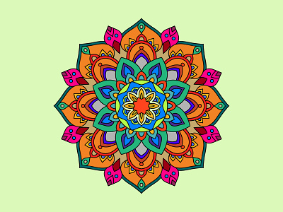 Colorful ornamental floral mandala circle decorative doodle ethnic floral flower hand drawn illustration logo mandala ornament vector