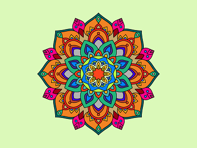 Colorful ornamental floral mandala