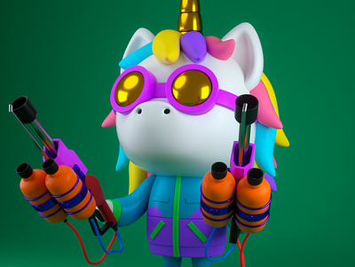 Crazy Unicornio 3d 3d modeling characterdesign cinema 4d design illustration octane render