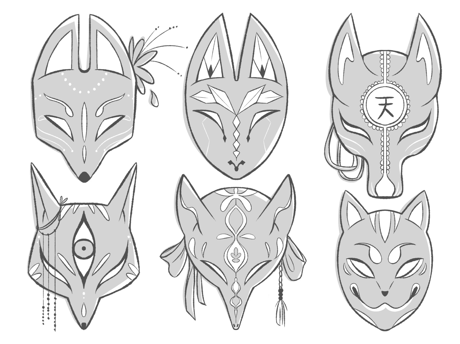 Kitsune Mask Drawing