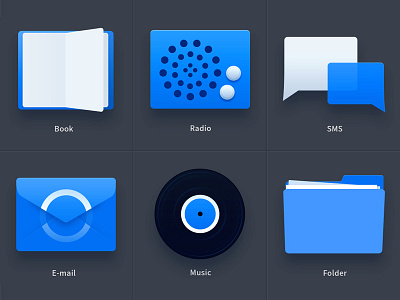 Blue Icon blue book e mail folder icon music radio sms