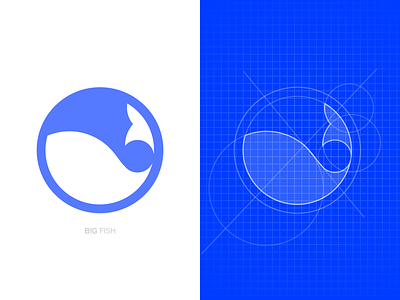 Big Fish big blue fish logo whale