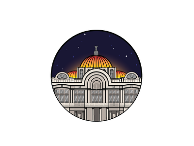 Palacio de Bellas Artes architecture building graphic design icon illustration mexico mexico city night stars