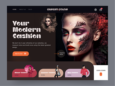 Modern Fashion Landing Page beauty branding clothes company creative e commerce earthycolor fashion fashion store graphic design luxury modern online shop outfit style ui ux website
