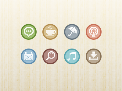 icons box coffee comment download icon magnifier music signal umbrella