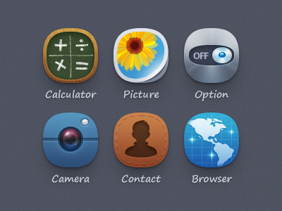 Qqdesk Theme icon iconset theme calculator picture option camera contact browser ui