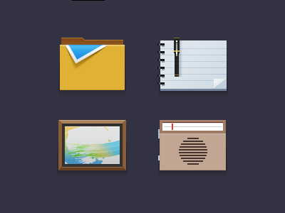 flat icons folder frame icon note pen radio ui