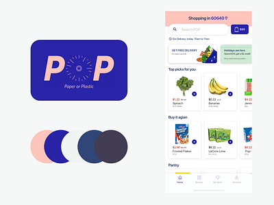 POP Grocery Store App app branding design ui ux