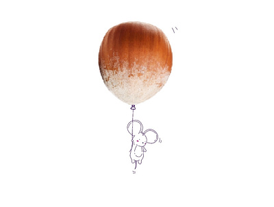 Ballon + nut 2d 2d art animal ballon design flying illustration minimalist mouse nut simple trend 2019 trending