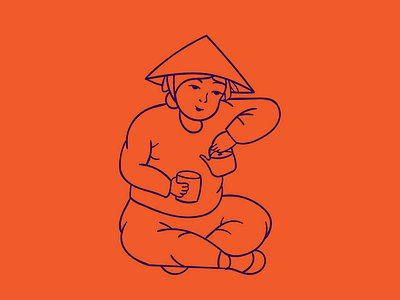 Breaktime with tea! 2d brand branding design finalyear illustration indentity lineart project trend 2019 trending vector vietnam women working