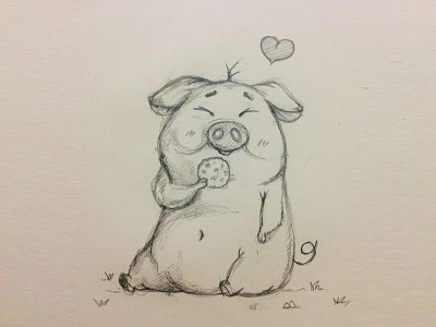 Cute Pig Draw 2d 2d art animal draw illustration pig sketch trend 2019 trending