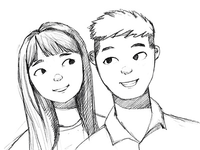 Sketching couple 2d 2d art couple cute cute fun funny design disney drawing illustration sketches sketching style