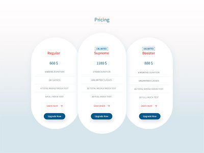 PTE Study Centre Pricing Table UI design thinking flat pricing pricing page pricing plan pricing table ui ux