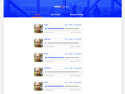 Voice Social Home Page audio social ui ux voice