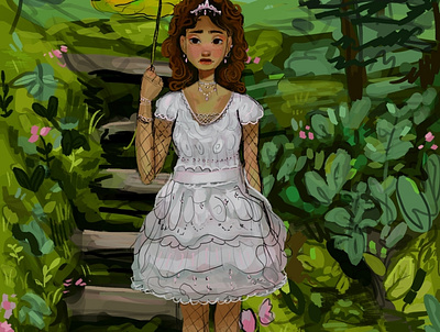 Girl in the forest art commissions design illustration illustrator