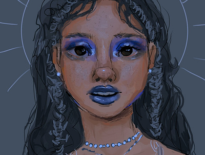Blue makeup Portrait art digital art graphic design illustration portrait