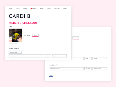 Sharpen.Design: Checkout Flow for Cardi B bold cardi b checkout checkout flow payment web web design
