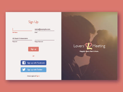 Daily UI 1: Dating App Signin daily ui dailyui dating app product design sign up ui ux web design