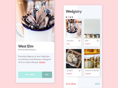Wedgistry app design ecommerce mobile app mobile design registry ui visual design wedding