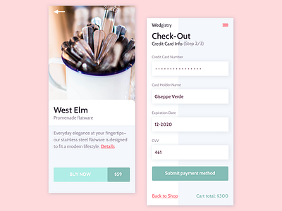 Wedgistry: Check Out Form app design check out daily ui daily ui 082 dailyui ecomerce form form design mobile mobile design registry ui visual design wedding wedding app