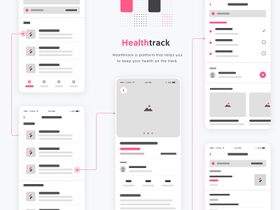 #Exploration - Wireflow of Healthtrack app apps design exploration flat minimal minimalism ui wireflow wireframe
