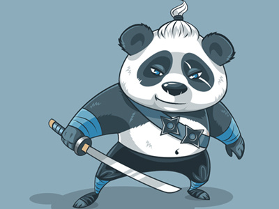 Panda ninja character design illustration ninja panda