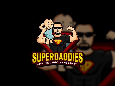 Super Daddy baby cartoon child daddy hero kids logo mascot super